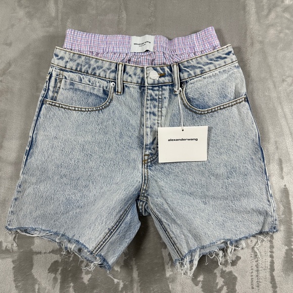Alexander Wang Low Rise Jean Shorts w Boxer Layer in Pebble Bleach (24)
